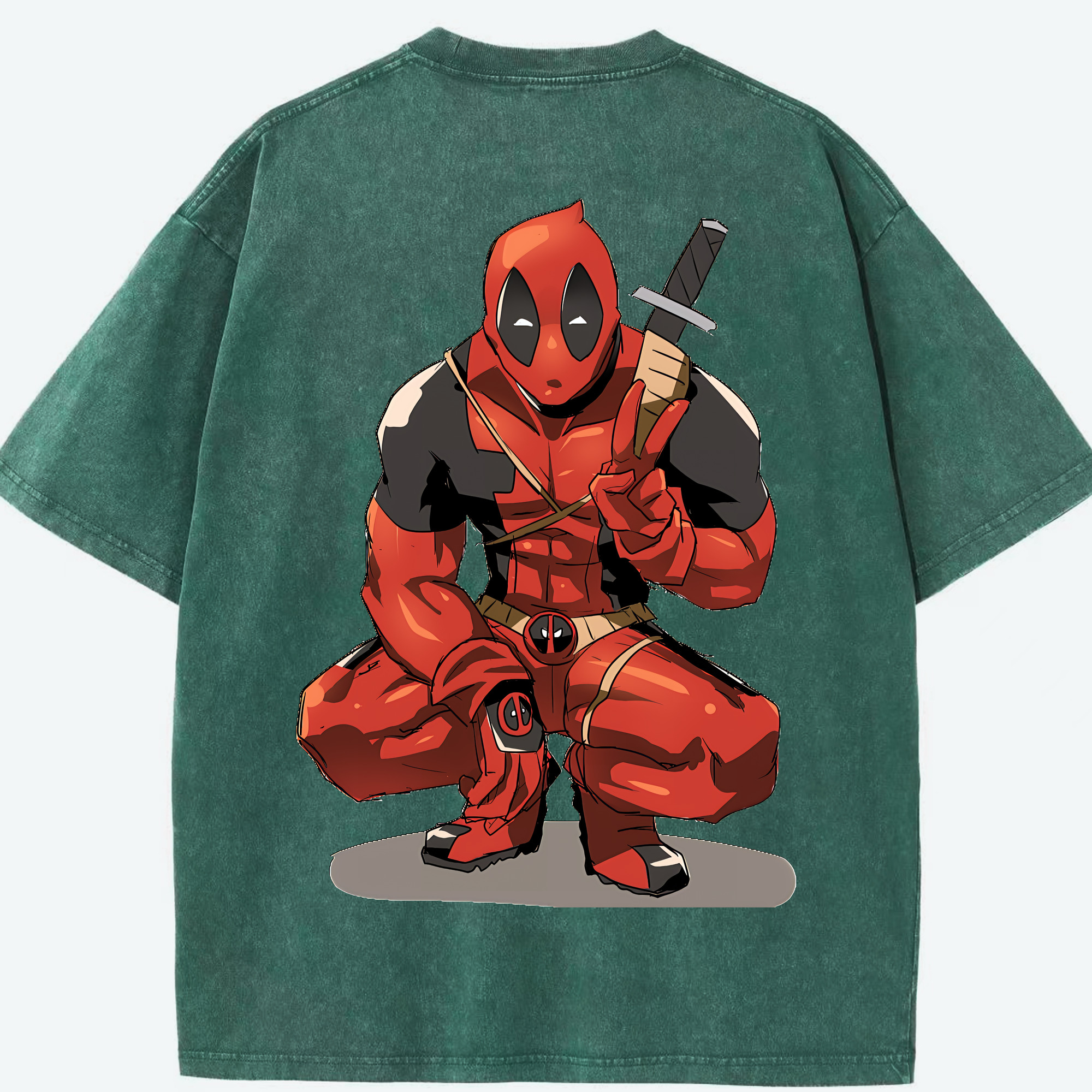 （画像用） Deadpool デッドプール 綿100% ヴィンテージ風 半袖Tシャツ（背面プリント）